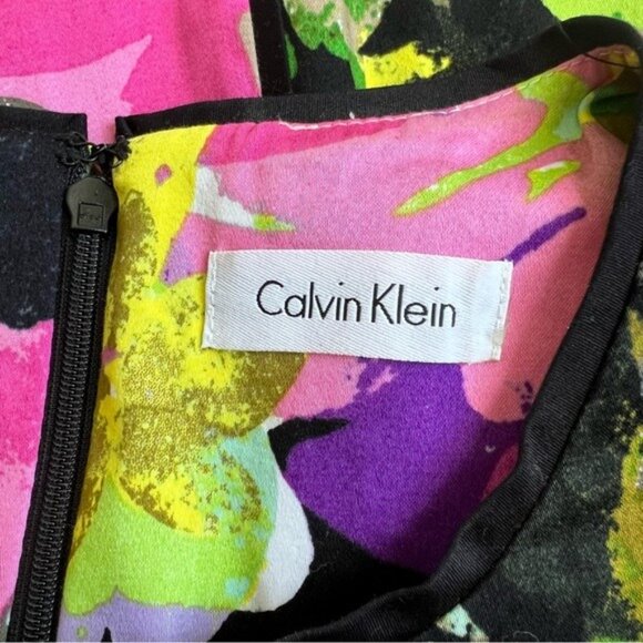 Calvin Klein Watercolor Floral Sleeveless Sheath Dress - 8 - Picture 6 of 7